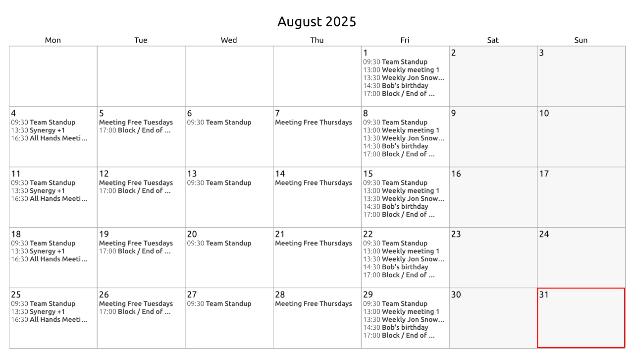 Calendar
